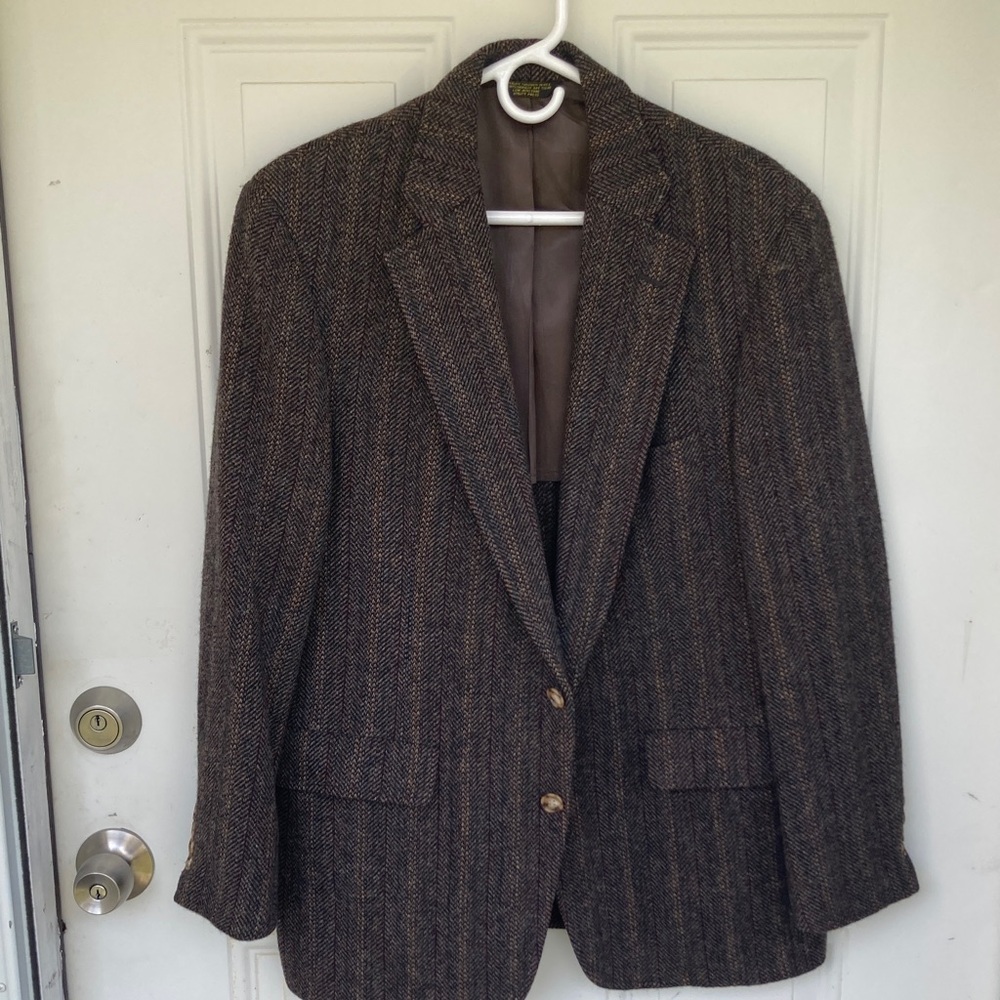 Charcoal/Brown Herringbone 100% WoolBlazer